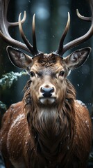 Fototapeta premium Elk in winter in the forest.