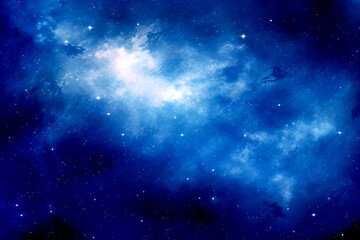 Fototapeta premium Mystery of the Universe - Abstract Digital Artwork with Blue Nebulae-Generative AI