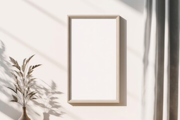 vertical frame mockup in minimalist boho interior, Generative AI