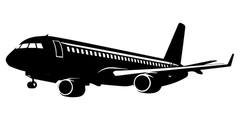 Airplane vector silhouette illustration, Airplane Icon vector