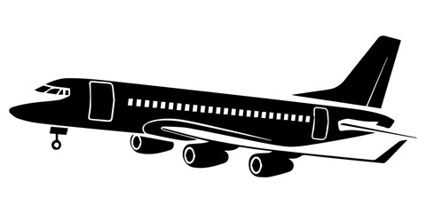 Airplane vector silhouette illustration, Airplane Icon vector