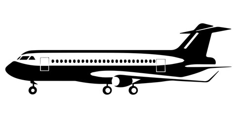 Airplane vector silhouette illustration, Airplane Icon vector