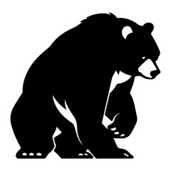 Bear Vector silhouette illustration, Bear Icon vector, Black color bear silhouette