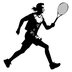Tennis Player vector silhouette illustration