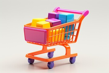 3D Shopping Cart Illustration on Isolated Background created with Generative AI