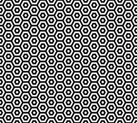 Seamless black and white pattern - honeycombs for background decoration.