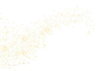 Luxury gold glitter. golden sparkle confetti. shiny glittering dust. corner frame border transparent background
