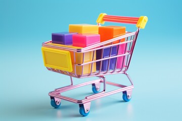 3D Shopping Cart Illustration on Isolated Background created with Generative AI