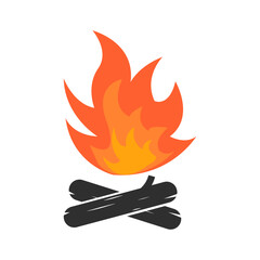 Campfire hand drawn icon on white background.