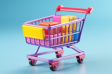 3D Shopping Cart Illustration on Isolated Background created with Generative AI