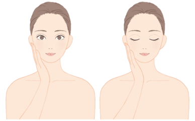 スキンケアをする女性　表情セット