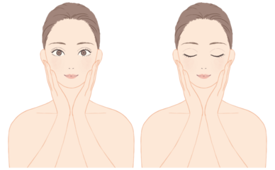 スキンケアをする女性　表情セット