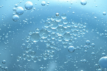 Water bubble texture on blue background