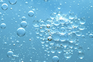 Water bubble texture on blue background