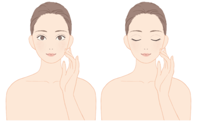 スキンケアをする女性　表情セット