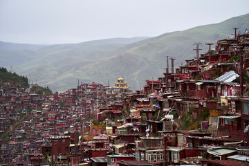 aerial view of Seda, the largest Tibetan Buddhist monastery in the world