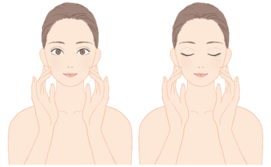 スキンケアをする女性　表情セット