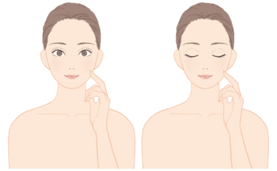 スキンケアをする女性　表情セット