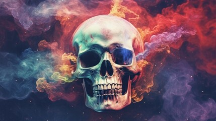 skull in smoke