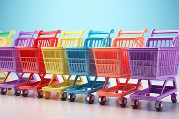 3D Shopping Cart Illustration on Isolated Background created with Generative AI