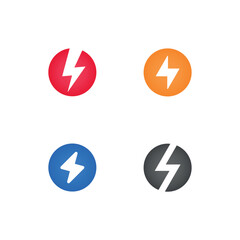 Lightning or power. Set of four simple vector icons in a circle