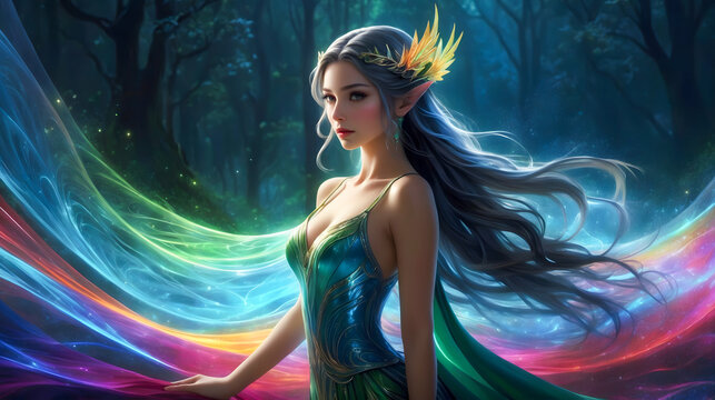 Enchanting image of a lovely elvish princess, radiating ethereal beauty and grace.