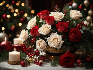 Obraz na płótnie Canvas Christmas decoration with roses