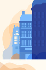 silhouette blue city buildings urban cityscape vertical