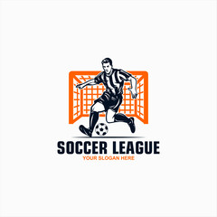 Modern Soccer Player In Action Logo with ball