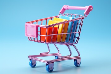 3D Shopping Cart Illustration on Isolated Background created with Generative AI