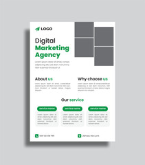Vector digital marketing flyer design. corporate business agency editable flyer template.