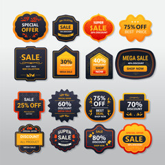 Fototapeta premium set promo stickers hot sale best price icons online shopping tags special offer promotion discount coupons collection