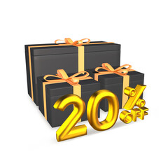 3d gift box with discount 20 percent off psd