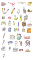 Cute stationery office school drawing line 