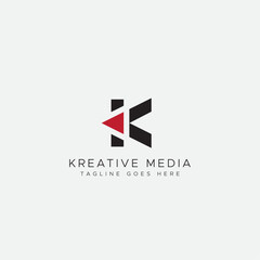 Letter K and Play video icon logo design
