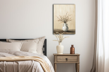 Serene Bedroom Oasis with Minimalist Aesthetic and Modern Decor