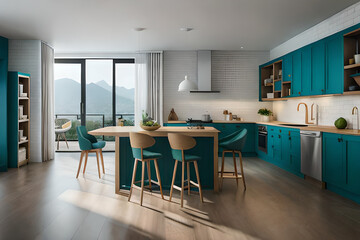 Luxury modern and vintage turquoise interior