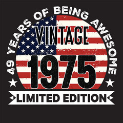 49th Birthday Gifts Men Woman Vintage 1975 49 Years Old USA Flag T-Shirt, USA Flag Being Awesome Birthday Gifts For 2024