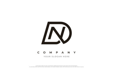 Initial Letter ND or DN Logo Design Vector