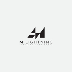 M letter and Lightning thunderbolt logo icon simple and clean