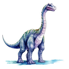 Watercolor Dinosaur Clipart Illustration. Isolated elements on a white background.