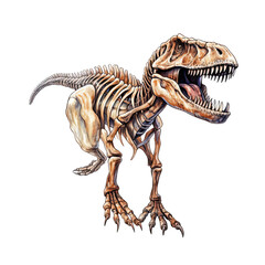 Watercolor Dinosaur Skeleton Clipart Illustration. Isolated elements on a white background.