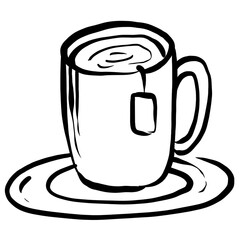 doodle coffee cups with Hand drawn style