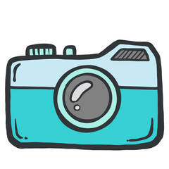 Photo camera doodle icon with Hand drawn style