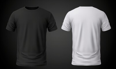 T - shirt mockup. White blank t - shirt front and back views. male clothes wearing clear attractive apparel tshirt models template, Generative AI - obrazy, fototapety, plakaty