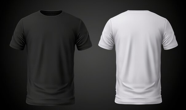 T - shirt mockup. White blank t - shirt front and back views. male clothes wearing clear attractive apparel tshirt models template, Generative AI