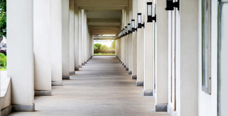 Long corridor with many columns