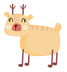 Cartoon deer standing looking and smiling for various Christmas decorations.
