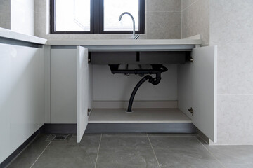 Open the cabinet under the sink