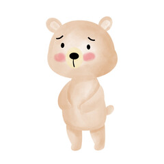 Naklejka premium cartoon bear standing sad cute sad.